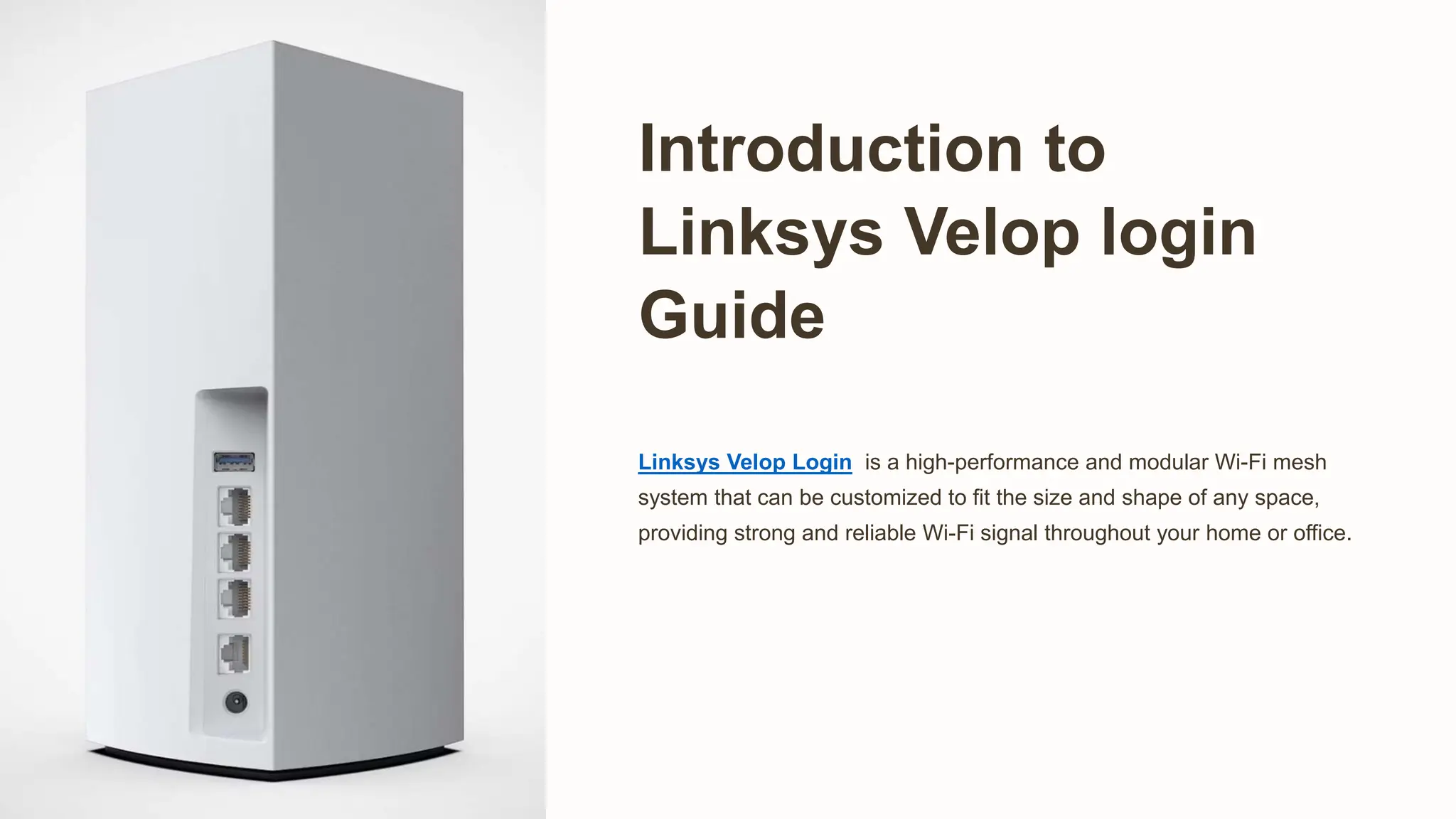 How to login linksys velop with easy setup process PPT