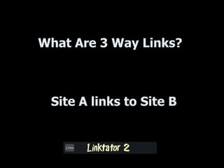 What Are 3 Way Links? Site A links to Site B 