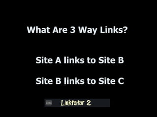What Are 3 Way Links? Site A links to Site B Site B links to Site C 