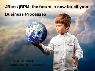 JBoss jBPM, the future is now for all your
Business Processes




  Eric D. Schabell
  JBoss Solution Architect
 