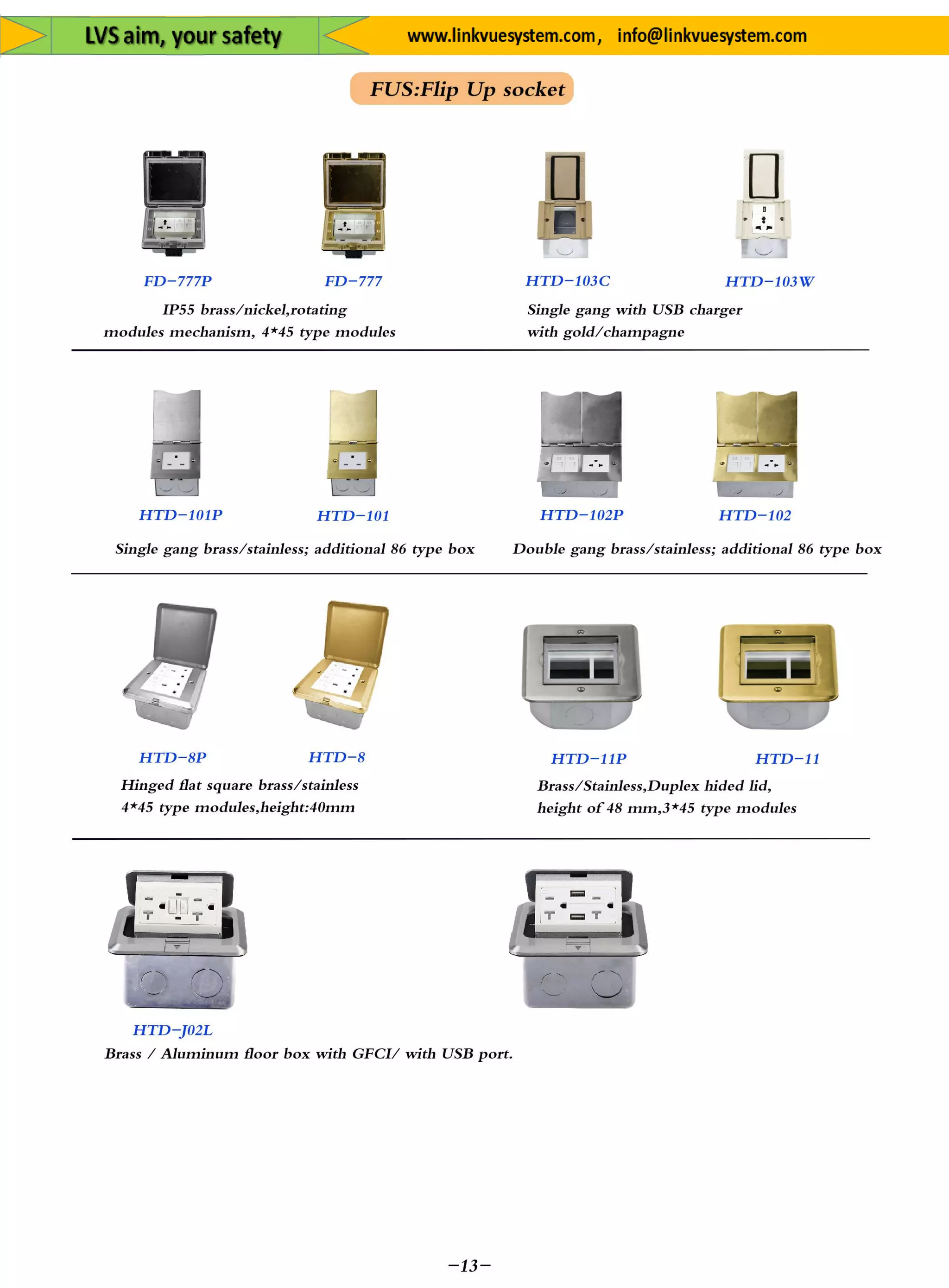 Plug&Socket for All Equipment's&System from Link Vue