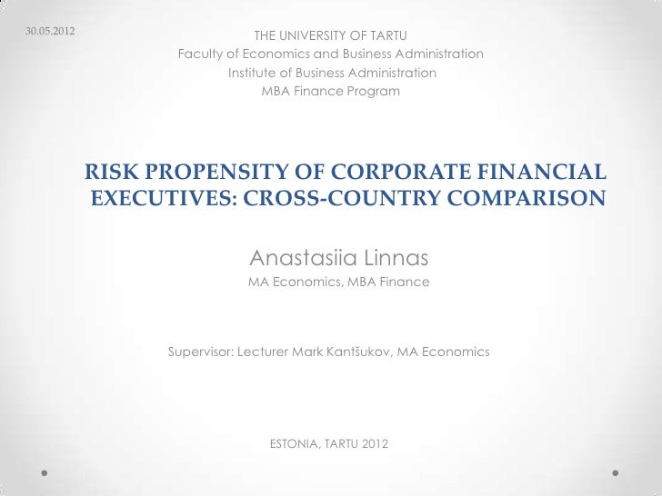 Anastasiia Linnas Risk Propensity Of Cfos