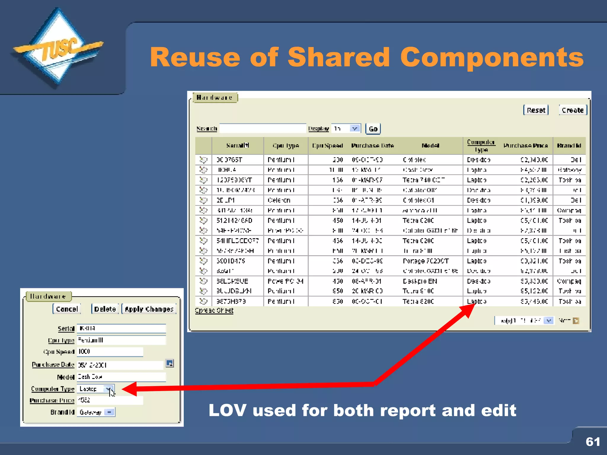 Reuse of Shared Components LOV used for both report and edit 