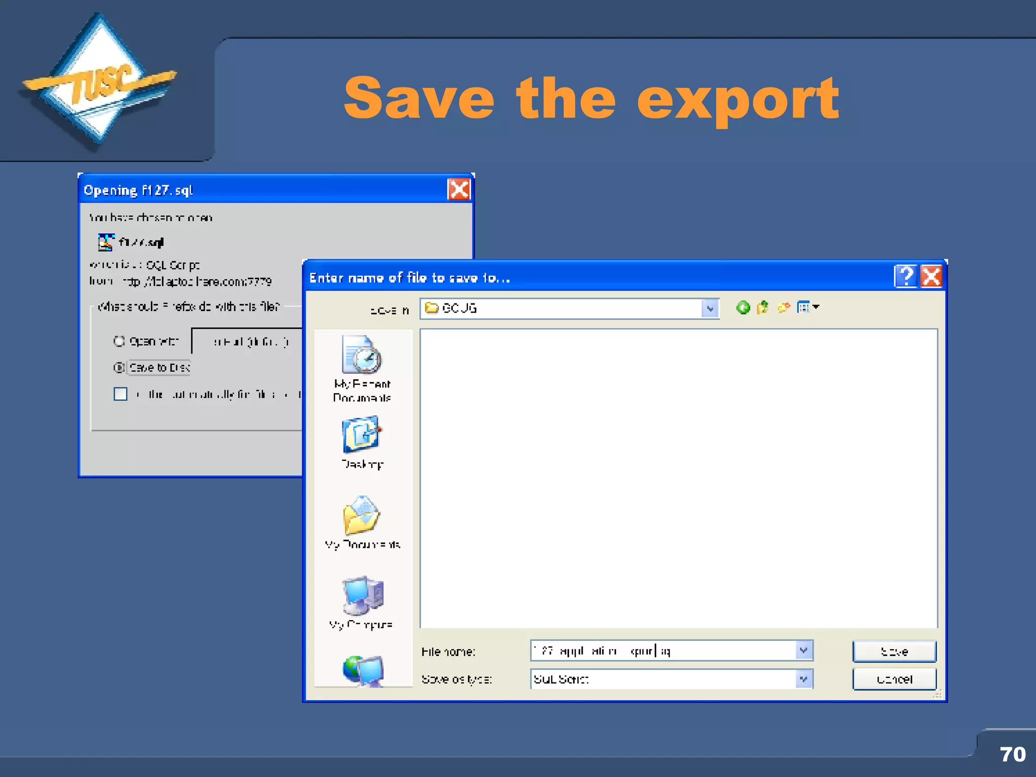Save the export 