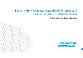 La supply chain nell'era dell'industria 4.0
Il ruolo del magazzino in una logistica efficiente
Caterina Scarcia, System Logistics
 
