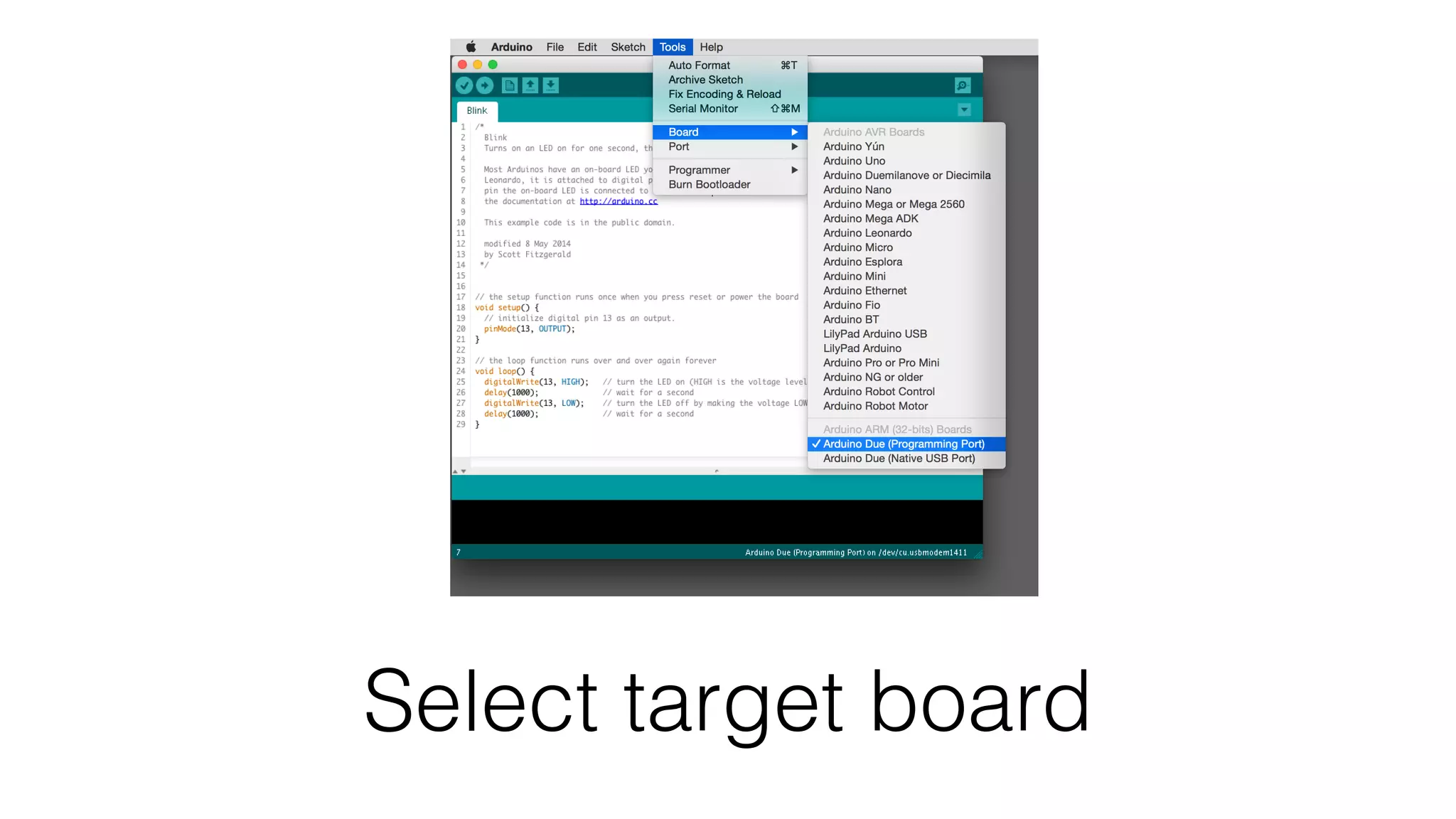 Select target board 
 