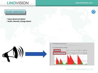 Audio detection 
• Input abnormal detect 
• Audio intensity change detect  