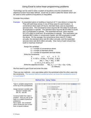 Linear programming with excel | PDF