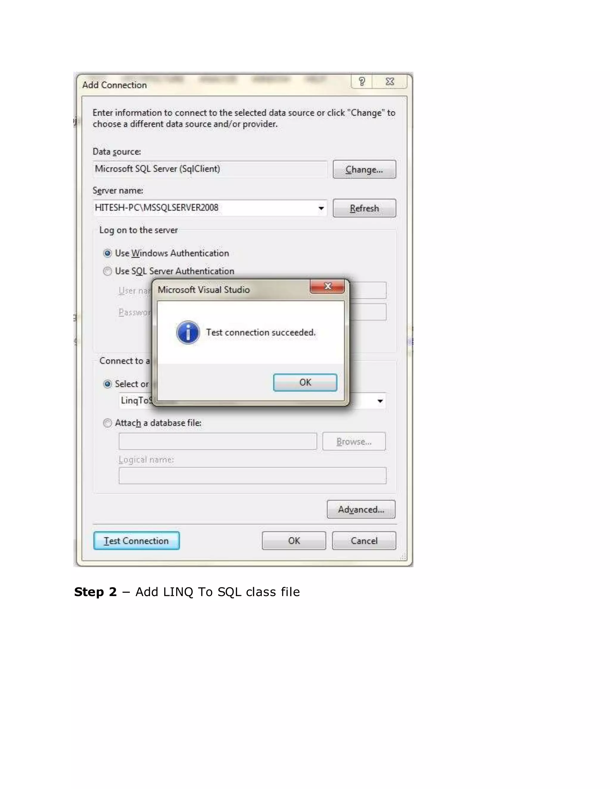 Step 2 − Add LINQ To SQL class file
 