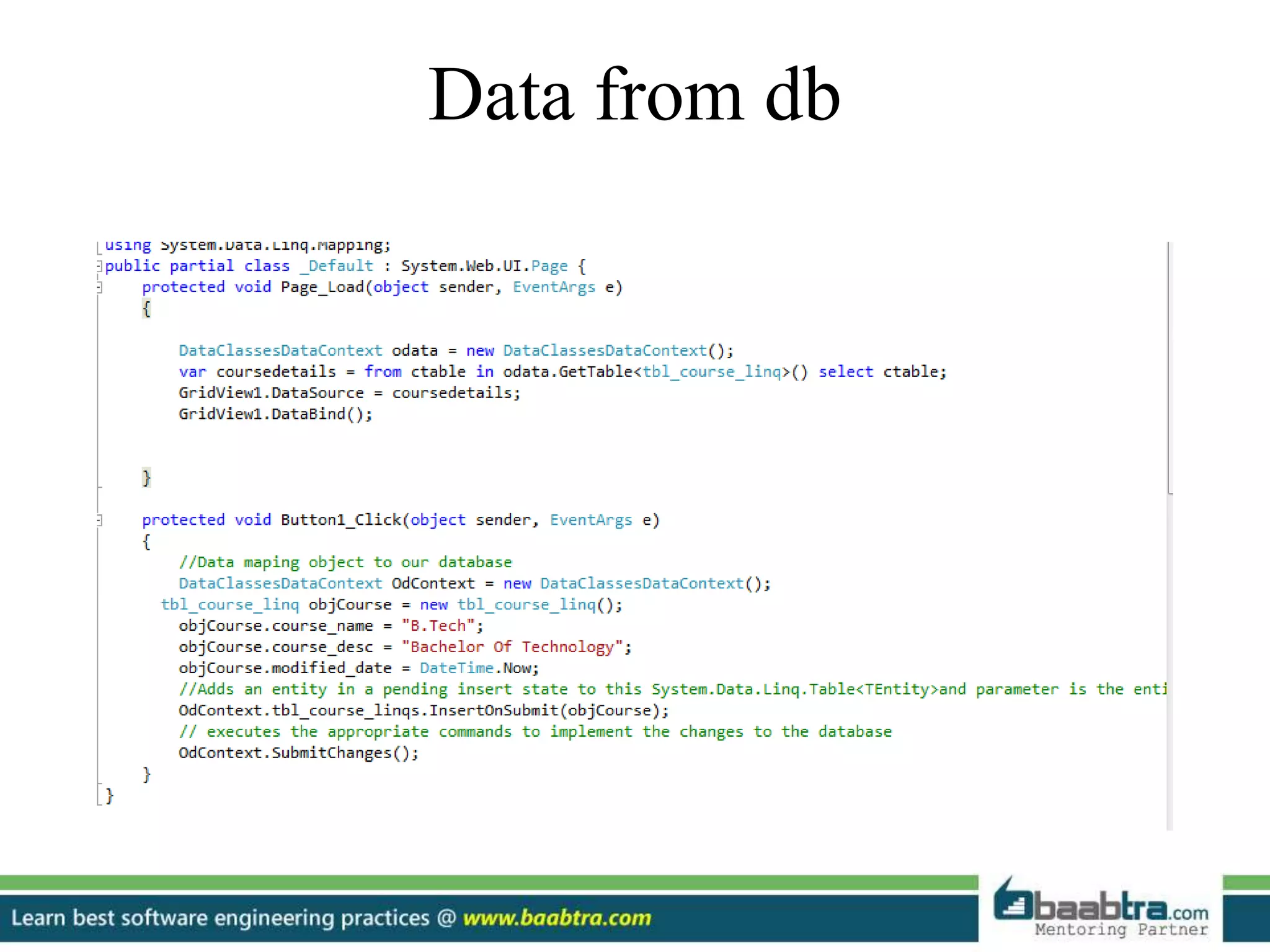 Data from db
 