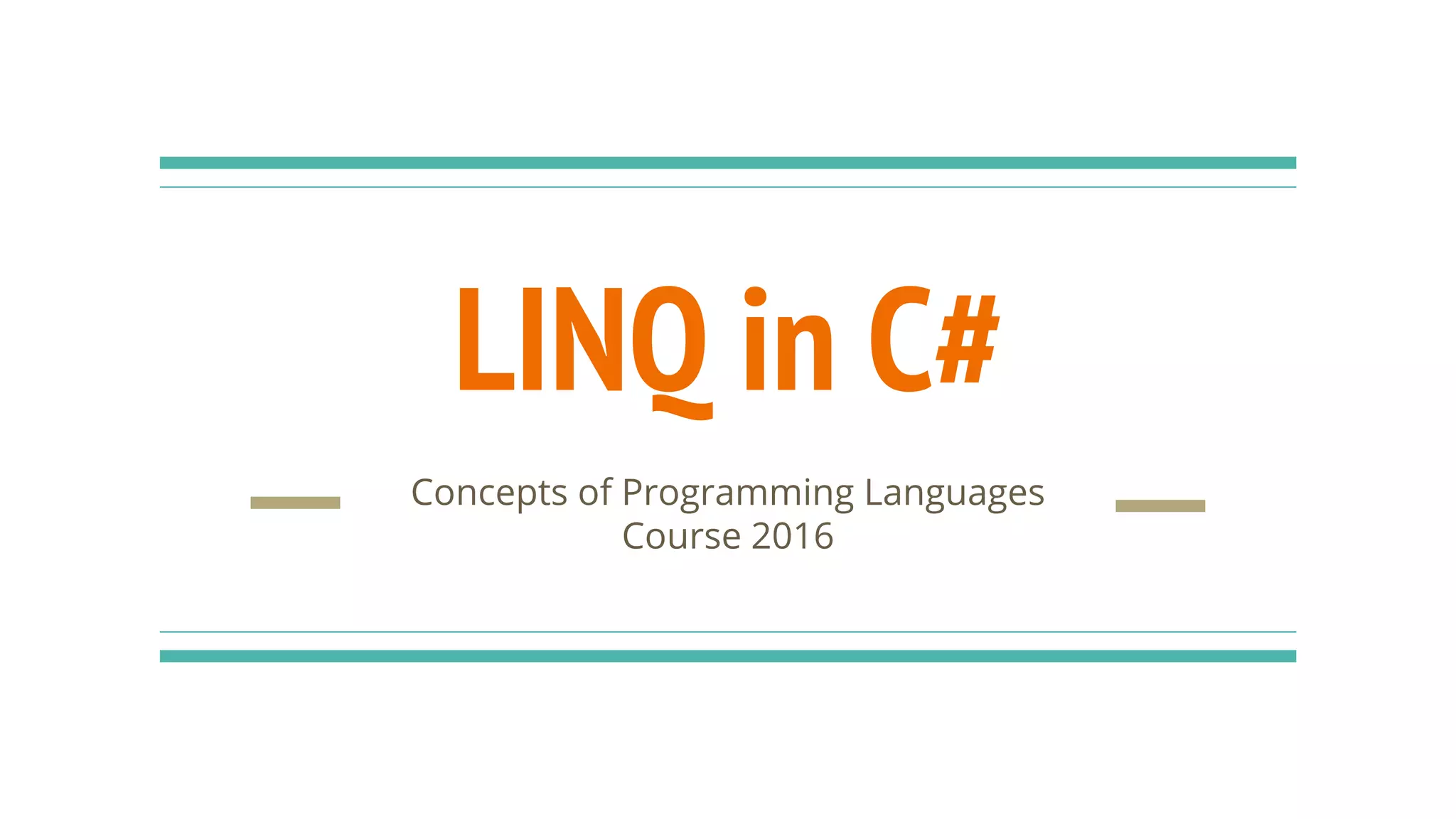 LINQ in C# | PPTX | Databases | Computer Software and Applications