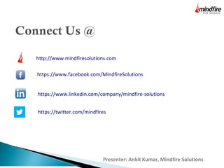 Presenter: Ankit Kumar, Mindfire Solutions
http://www.mindfiresolutions.com
https://www.facebook.com/MindfireSolutions
https://www.linkedin.com/company/mindfire-solutions
https://twitter.com/mindfires
 