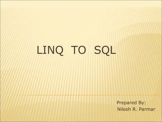 LINQ TO SQL
http://www.nichetechsolutions.com/
http://www.mcaprojecttraining.com/
 