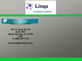 1511 E. State Rd 434
Suite 2001
Winter Springs, FL 32708
USA
+1 (888) 397-1777
ozerdem@linqsdata.com
 