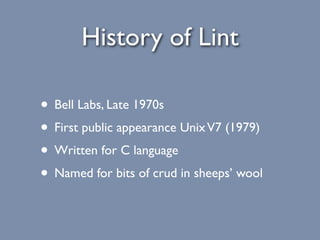 Lint - PHP & Javascript Code Checking | PPT