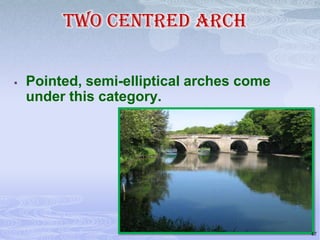 TWO CENTRED ARCH


Pointed, semi-elliptical arches come
under this category.

47

 