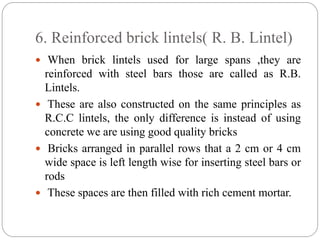 Lintels & Arches notes of Building Construction | PDF