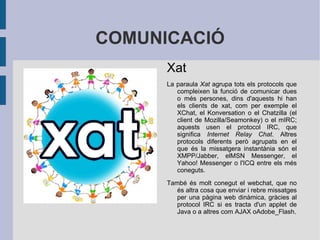 AVANTATGES I INCONVENIENTS   Avantatges Avantatges: És un gran programari didàctic, és a dir, pots practicar conceptes didàctics a Internet, com per exemple amb la web http :// www .edu365.com . També és una gran font diapos;informació on pots comptar amb resultats immediats; si en saps, és ben fàcil de manipular i tens la capacitat de buscar elements multimèdia i actualitzacions de fàcil copiat. Ens ofereix un canal de comunicació a través del xat i el correu electrònic; a més a més també contem amb jocs i podem fer compra online la qual ens facilita les necessitats entre moltes altres coses. Inconvenients Inconvenients: Internet part de tots aquest avantatges sempre té alguns inconvenients com poden ser: L'entrada de virus al nostre ordinador, que ens pot fer mal bé alguns programes i fins i tot inhabilitar el computador. També un dels perills que té és que pots tenir, a través de xats, contactes desconeguts, i si ten refies d'aquests poden haver-hi problemes, perquè podria ser gent que s'aprofités de la innocència d'algunes persones, entre altres. També un inconvenient, però no tan greu és la lentitud que a vegades té la connexió.  