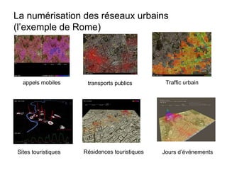 La numérisation des réseaux urbains 
(l’exemple de Rome) 
appels mobiles transports publics Traffic urbain 
Sites touristi...