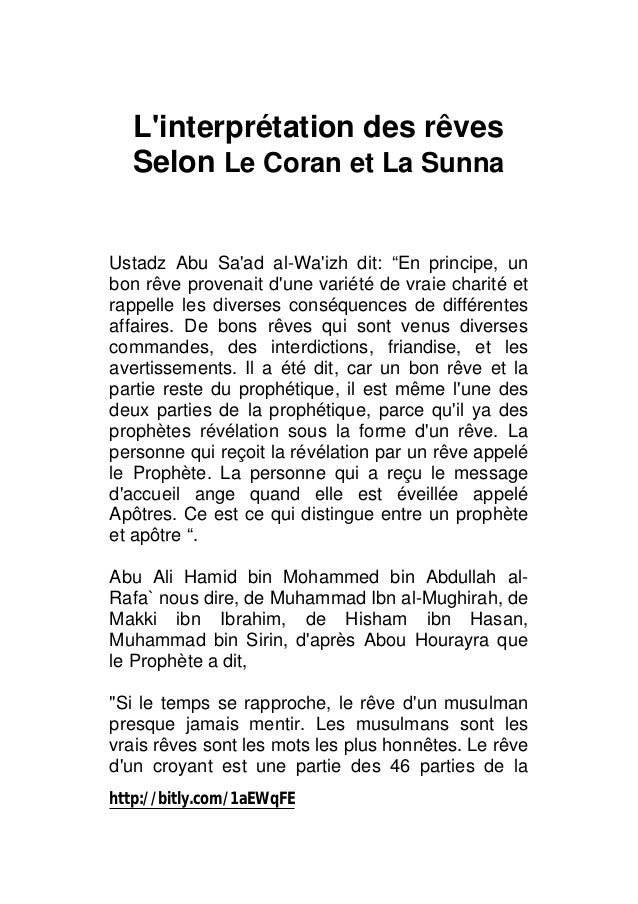 L Interpretation Des Reves Selon Le Coran Et La Sunna
