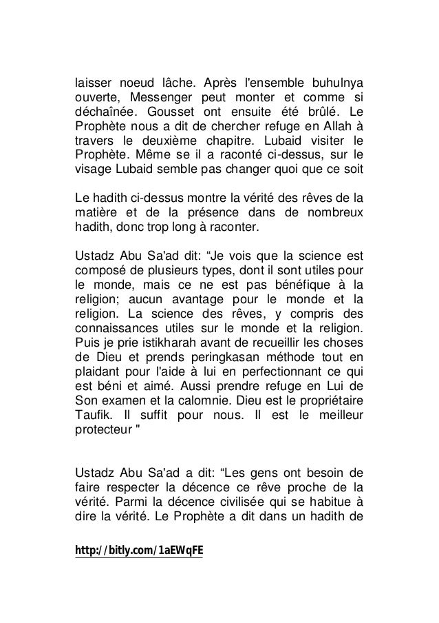 L Interpretation Des Reves Selon Le Coran Et La Sunna