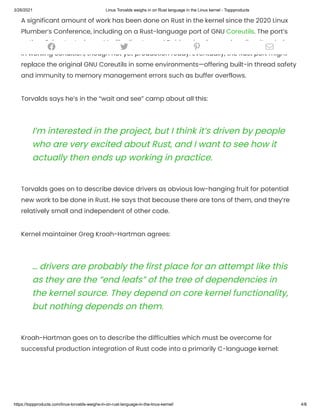 Linus torvalds weighs in on rust language in the linux kernel