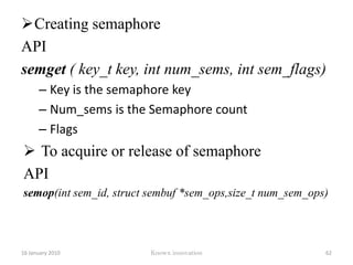 The signal notationsP(semaphore variable) for waitV(semaphore variable) for signal12 January 2010Knowx innovation57