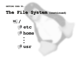 GETTING USED TO...


    The File System          (continued)




                          
 