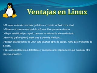Multiprocesador: Soporte para sistemas con mas de un procesador esta disponible para Intel, AMD y SPARC. CaracterísticasProtección de la memoria entre procesos, de manera que uno de ellos no pueda colgar el sistema. 