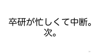 卒研が忙しくて中断。 
次。 
54 
 