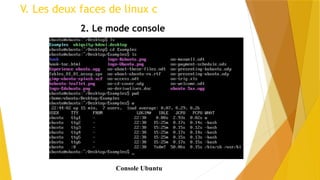 V. Les deux faces de linux c
2. Le mode console
Console Ubuntu
 