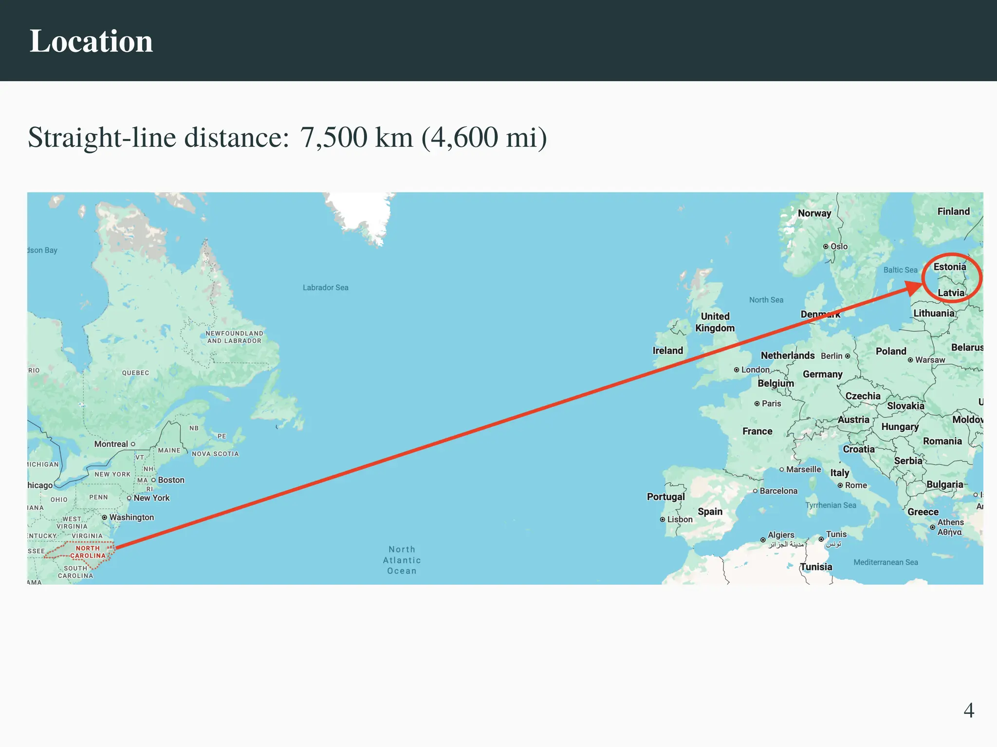 Location
Straight-line distance: 7,500 km (4,600 mi)
4
 