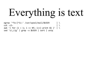 Everything is text
egrep '^To:|^Cc:' /var/spool/mail/$USER | 
cut -c5- | 
awk '{ for (i = 1; i <= NF; i++) print $i }' | 
sed 's/,//g' | grep -v $USER | sort | uniq
 