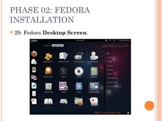 PHASE 02: FEDORA
INSTALLATION
 29. Fedora Desktop Screen.
 