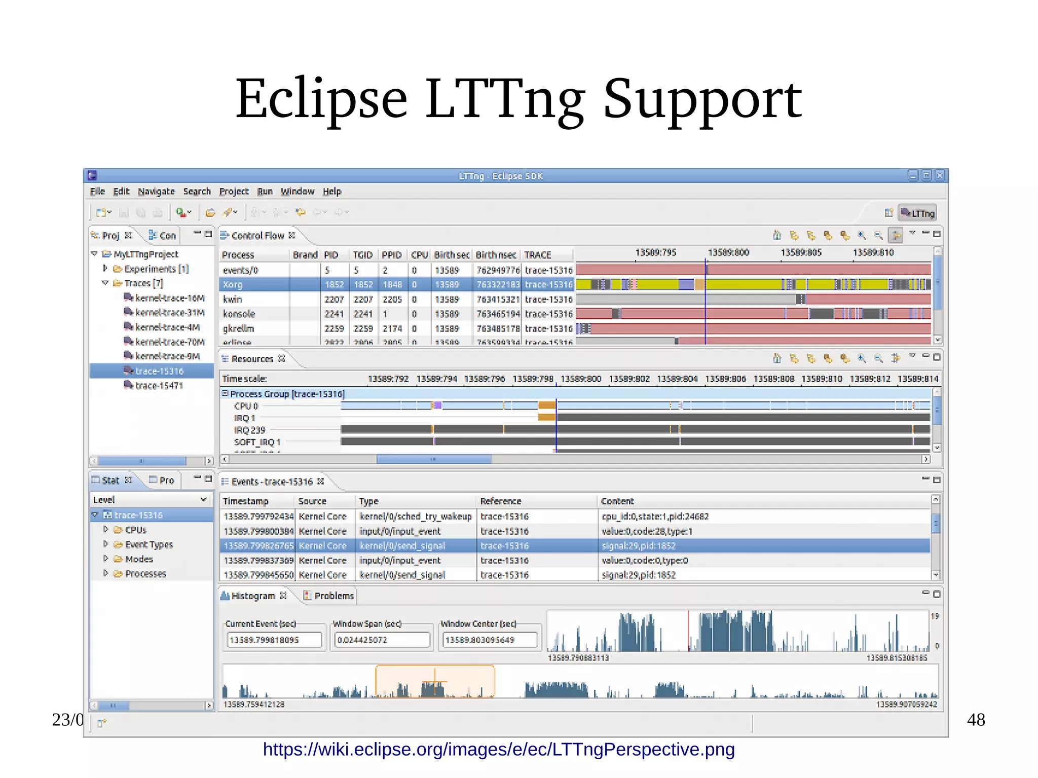 02/09/2016 48
perf Events
# perf record ­e 'syscalls:sys_enter_*' ­a ­g ­­ sleep 60
 