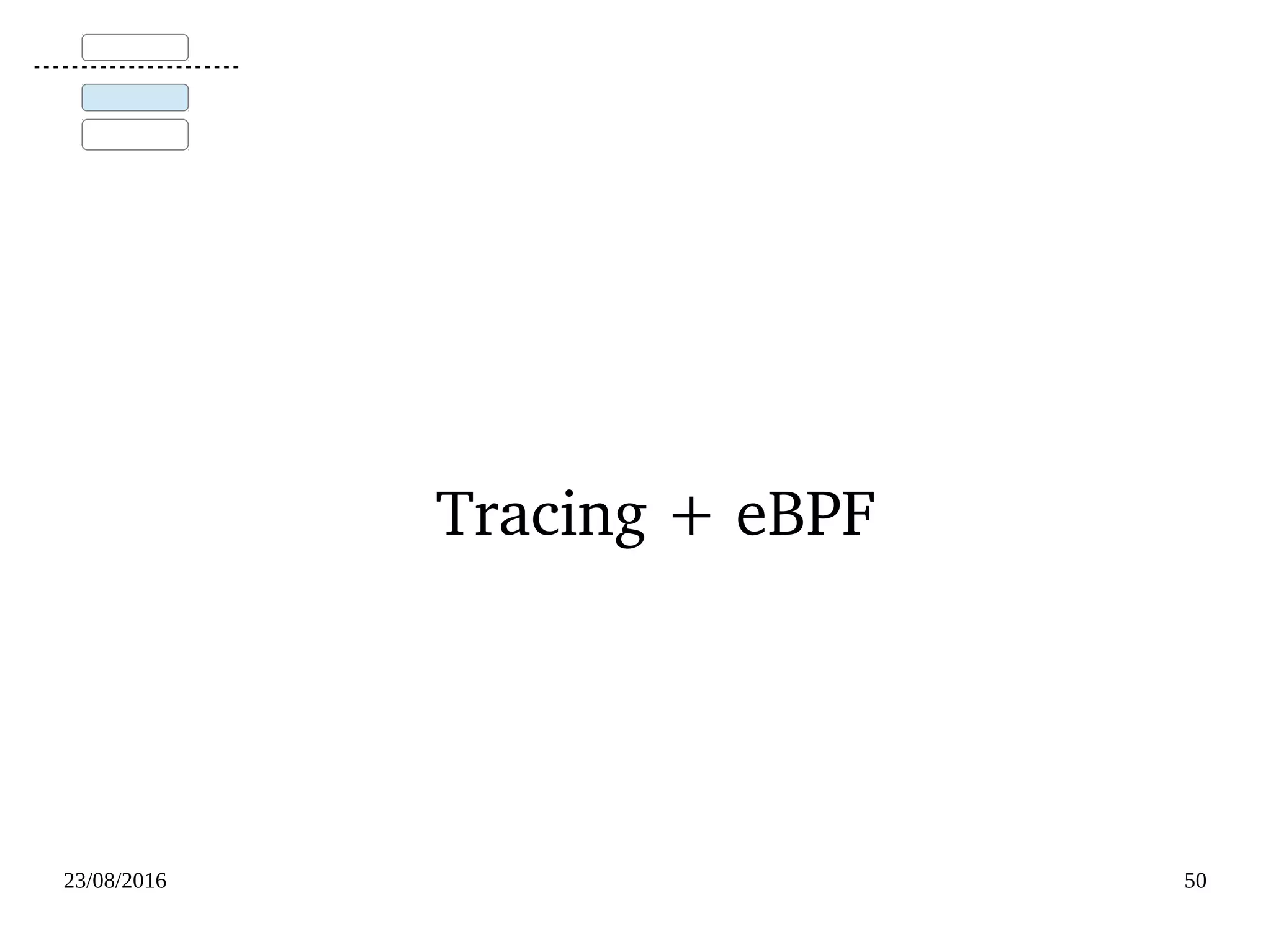 02/09/2016 50
Flame Graph
http://www.brendangregg.com/FlameGraphs/cpu-bash-flamegraph.png
 