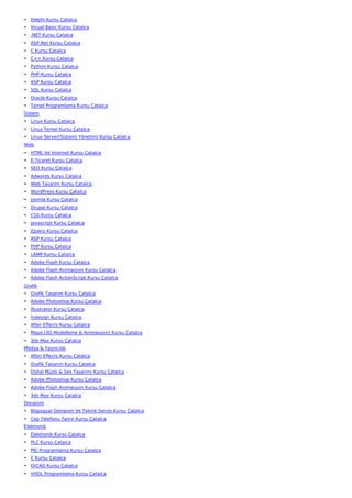 • Delphi Kursu Çatalca
• Visual Basic Kursu Çatalca
• .NET Kursu Çatalca
• ASP.Net Kursu Çatalca
• C Kursu Çatalca
• C++ Kursu Çatalca
• Python Kursu Çatalca
• PHP Kursu Çatalca
• ASP Kursu Çatalca
• SQL Kursu Çatalca
• Oracle Kursu Çatalca
• Temel Programlama Kursu Çatalca
Sistem
• Linux Kursu Çatalca
• Linux Temel Kursu Çatalca
• Linux Server(Sistem) Yönetimi Kursu Çatalca
Web
• HTML Ve İnternet Kursu Çatalca
• E-Ticaret Kursu Çatalca
• SEO Kursu Çatalca
• Adwords Kursu Çatalca
• Web Tasarım Kursu Çatalca
• WordPress Kursu Çatalca
• Joomla Kursu Çatalca
• Drupal Kursu Çatalca
• CSS Kursu Çatalca
• Javascript Kursu Çatalca
• JQuery Kursu Çatalca
• ASP Kursu Çatalca
• PHP Kursu Çatalca
• LAMP Kursu Çatalca
• Adobe Flash Kursu Çatalca
• Adobe Flash Animasyon Kursu Çatalca
• Adobe Flash ActionScript Kursu Çatalca
Grafik
• Grafik Tasarım Kursu Çatalca
• Adobe Photoshop Kursu Çatalca
• İllustrator Kursu Çatalca
• İndesign Kursu Çatalca
• After Effects Kursu Çatalca
• Maya (3D Modelleme & Animasyon) Kursu Çatalca
• 3ds Max Kursu Çatalca
Medya & Yayıncılık
• After Effects Kursu Çatalca
• Grafik Tasarım Kursu Çatalca
• Dijital Müzik & Ses Tasarımı Kursu Çatalca
• Adobe Photoshop Kursu Çatalca
• Adobe Flash Animasyon Kursu Çatalca
• 3ds Max Kursu Çatalca
Donanım
• Bilgisayar Donanım Ve Teknik Servis Kursu Çatalca
• Cep Telefonu Tamir Kursu Çatalca
Elektronik
• Elektronik Kursu Çatalca
• PLC Kursu Çatalca
• PIC Programlama Kursu Çatalca
• C Kursu Çatalca
• OrCAD Kursu Çatalca
• VHDL Programlama Kursu Çatalca
 