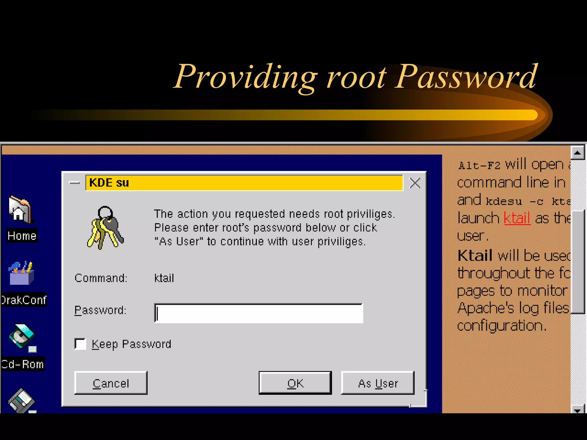 Providing root Password 