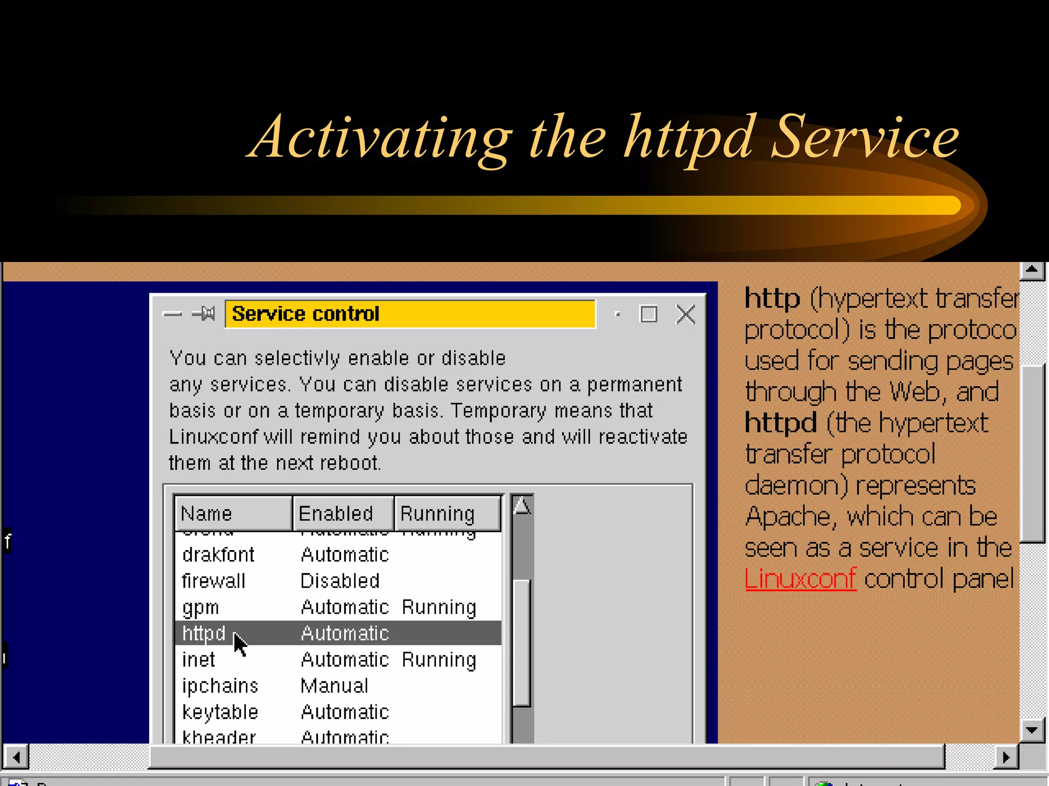 Activating the httpd Service 