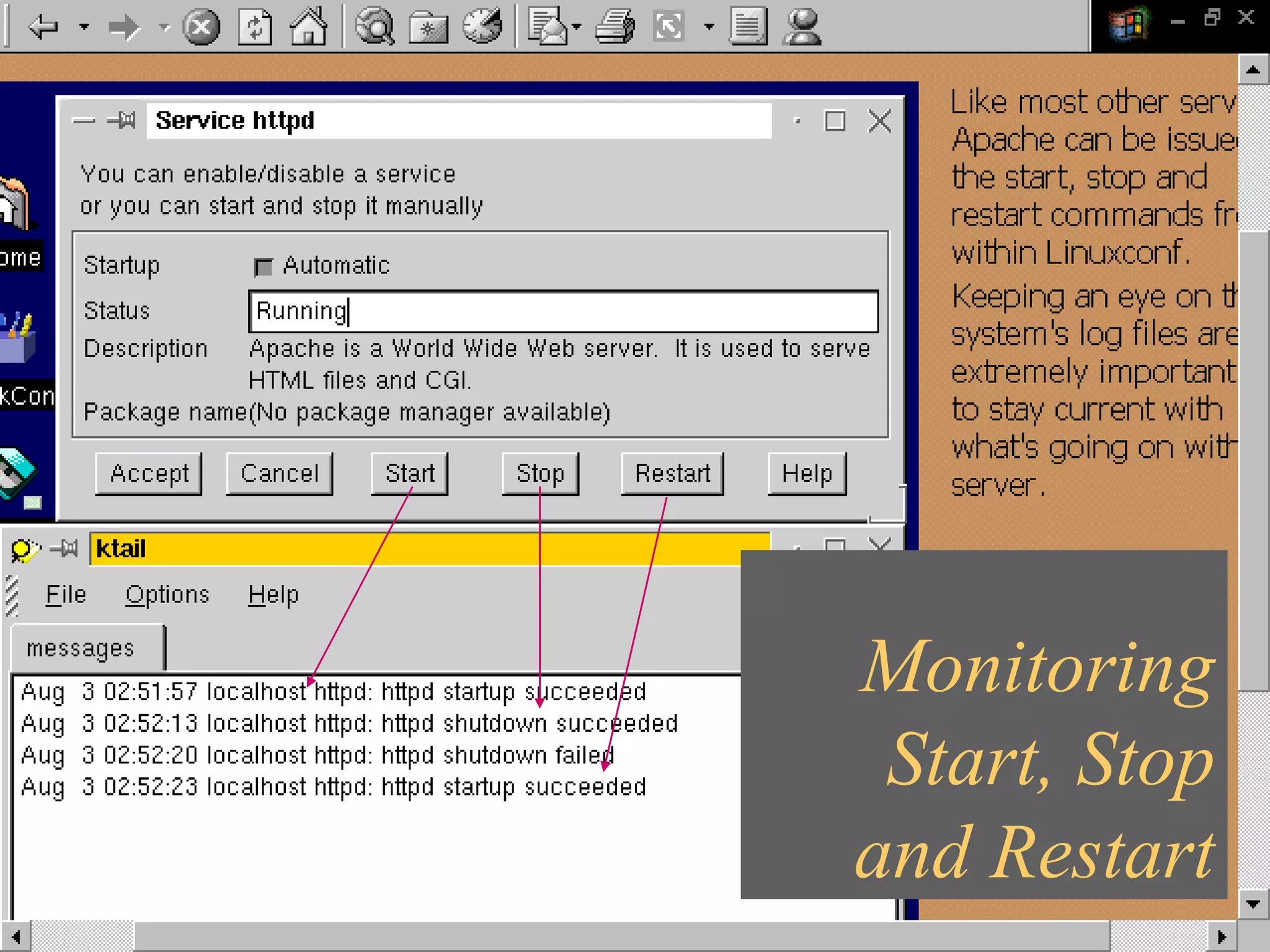Monitoring Start, Stop and Restart 