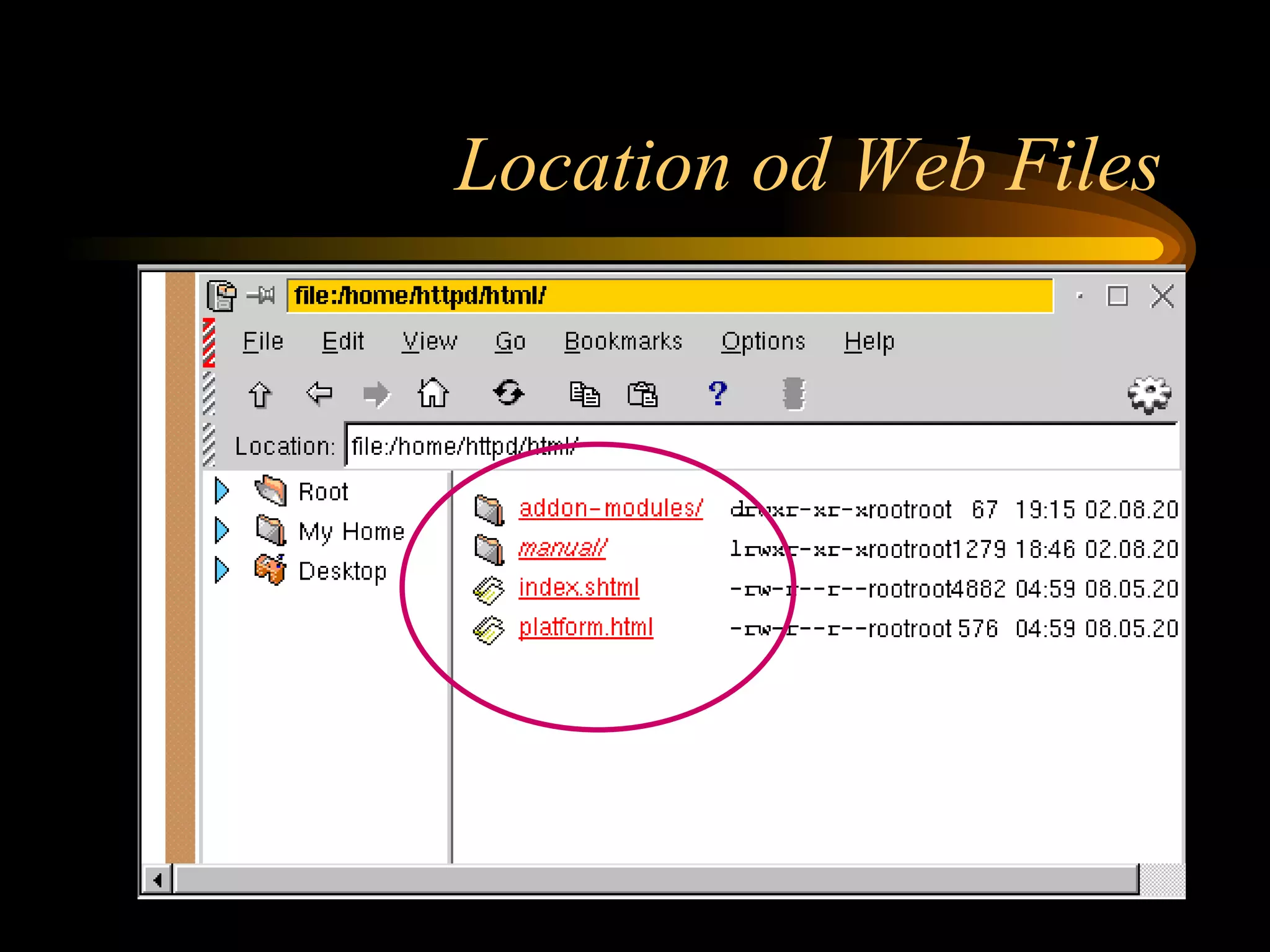 Location od Web Files 