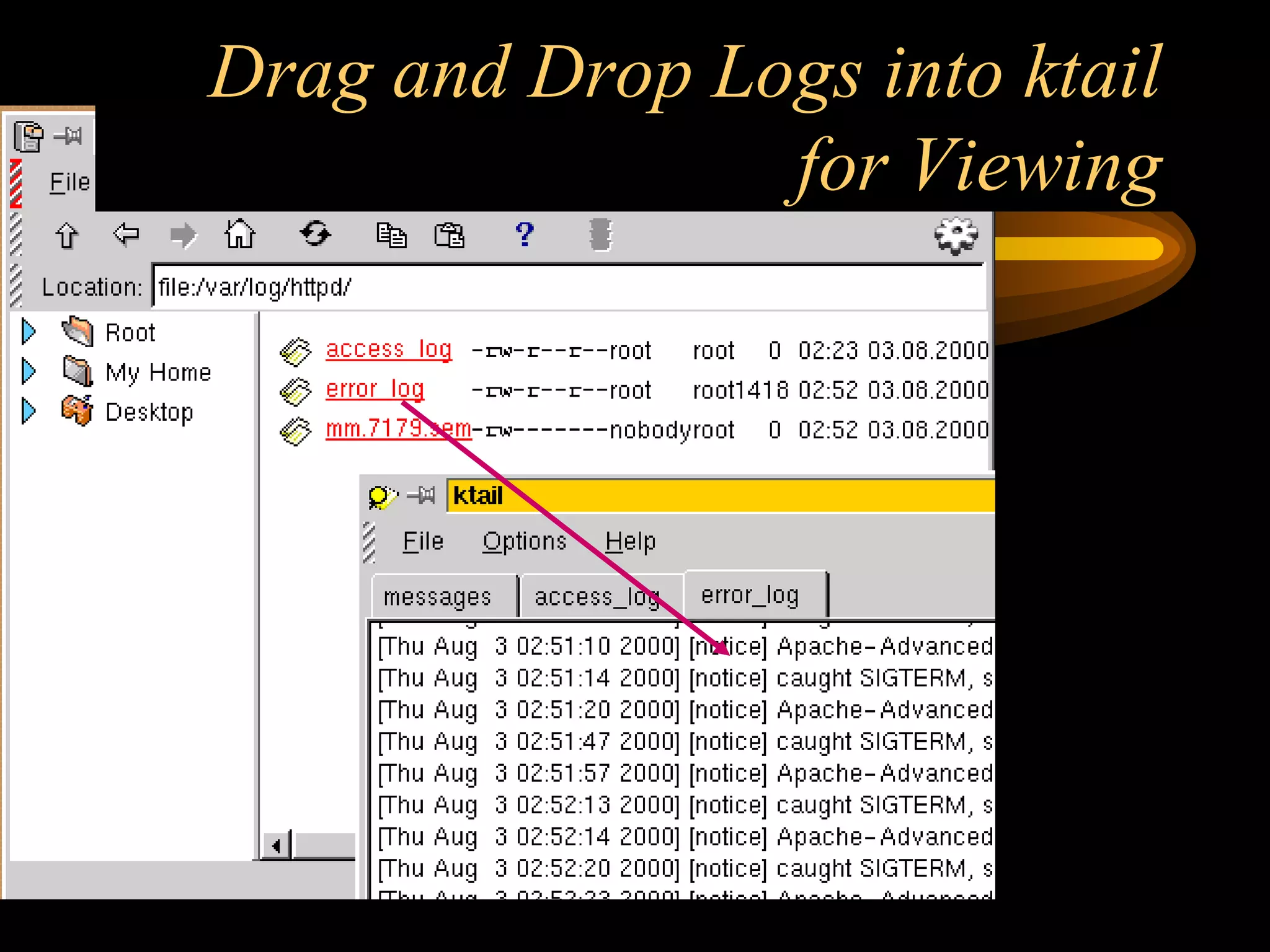 Drag and Drop Logs into ktail for Viewing 