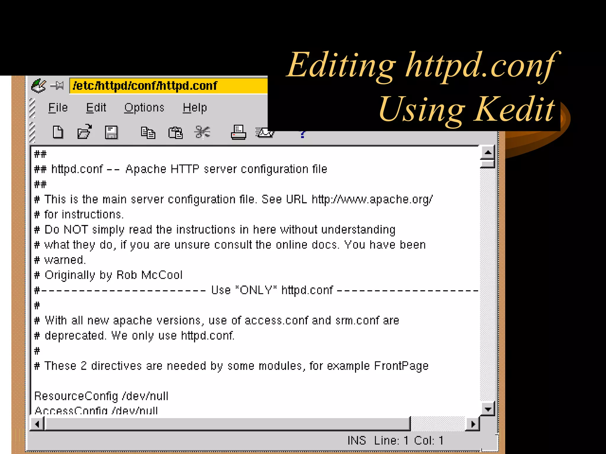 Editing httpd.conf Using Kedit 