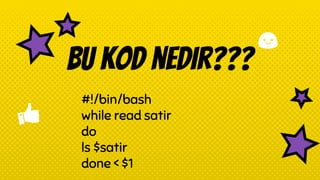 Bu kod nedir???
#!/bin/bash
while read satir
do
ls $satir
done < $1
 
