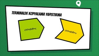 Terminalde kopyalama yapıstırma
ctrl+shift+c
ctrl+shift+v
 
