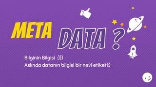 meta
Bilginin Bilgisi :)))
Aslında datanın bilgisi bir nevi etiketi:)
 
