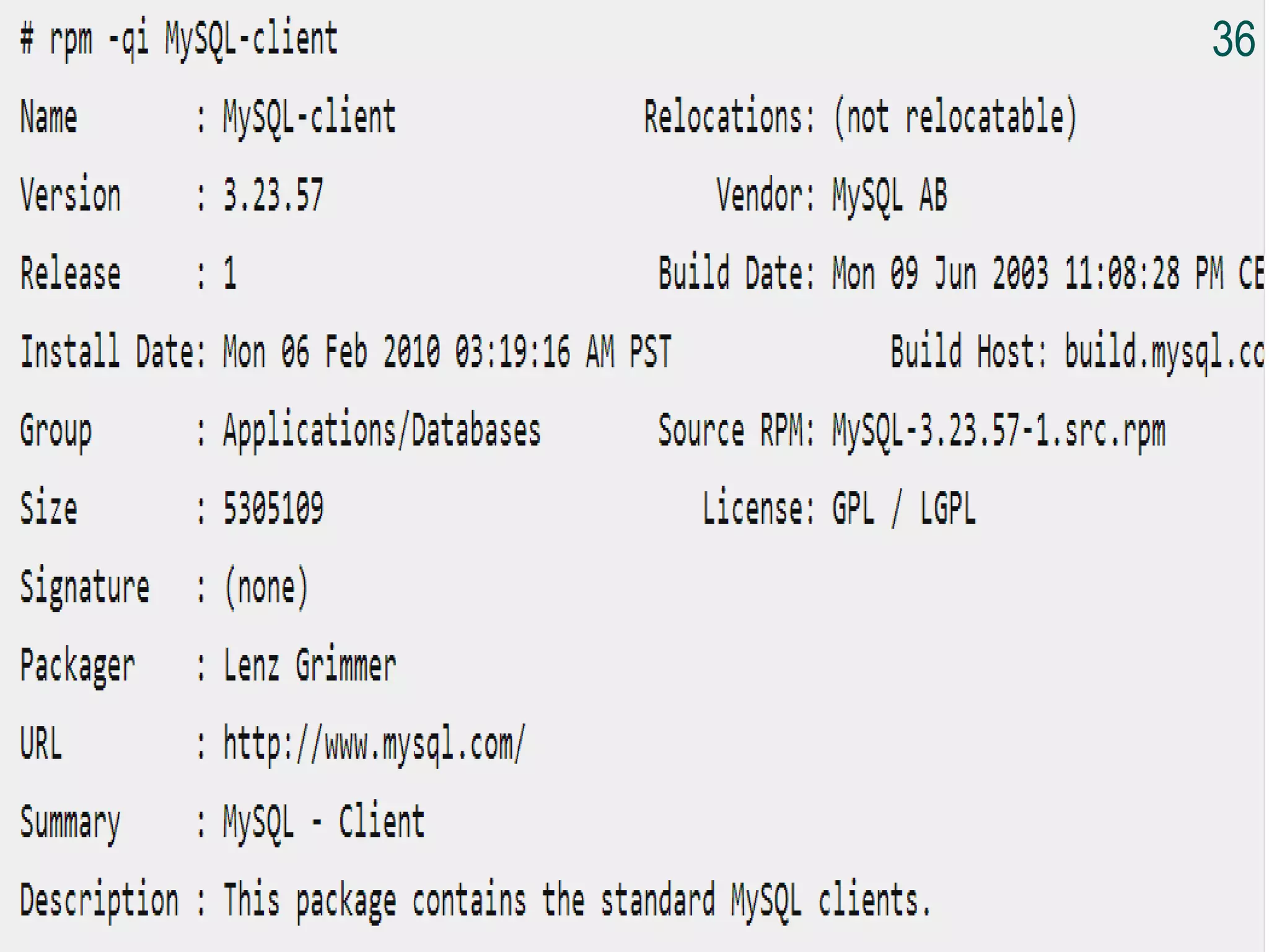 Installation Using RPM
36
 