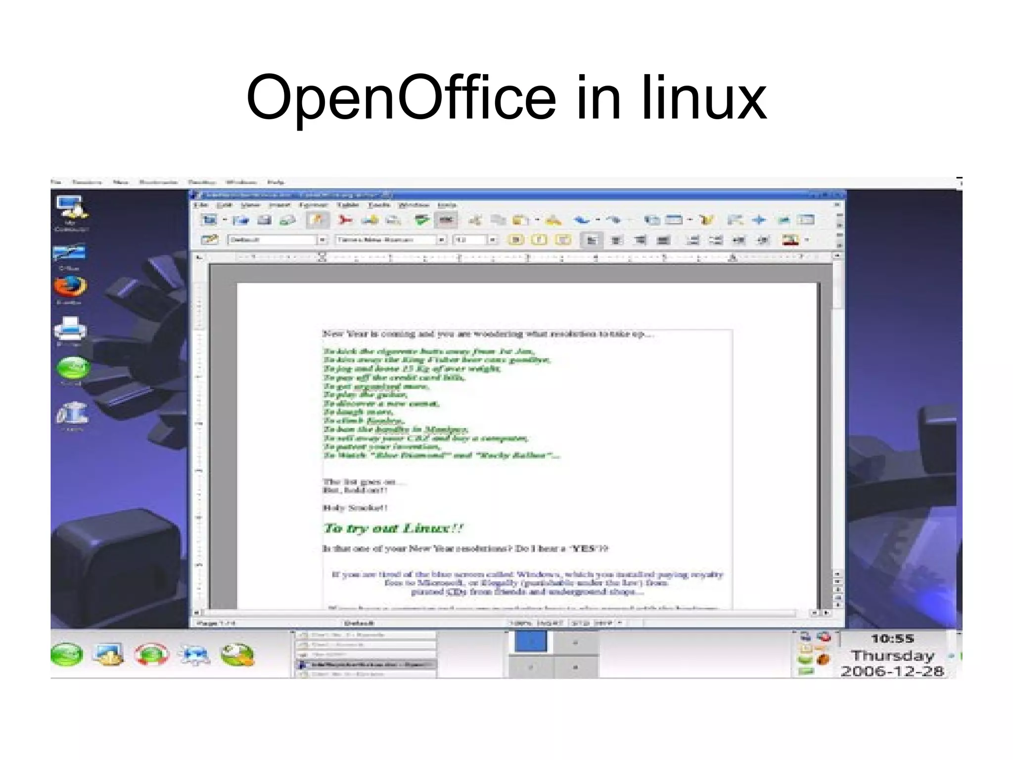OpenOffice in linux
 