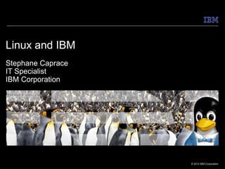 Linux and IBM
Stephane Caprace
IT Specialist
IBM Corporation




                   © 2012 IBM Corporation
 