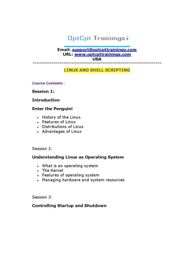 Linux and shell scripting training usa optcpttrainings